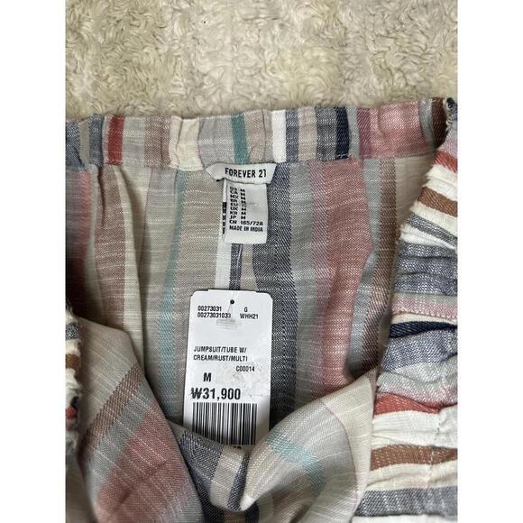 Forever 21 casual multicolored striped cotton strapless tube romper Size Medium - Picture 4 of 5